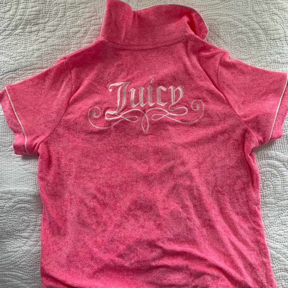 Juicy Couture Pajama Terry Cloth Set with Shorts and Button Top Size Small